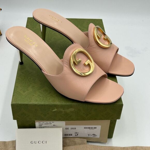 Women’s Gucci, Blondie 65 interlocking G leather sandals size 38.5 made in Italy - Picture 1 of 9
